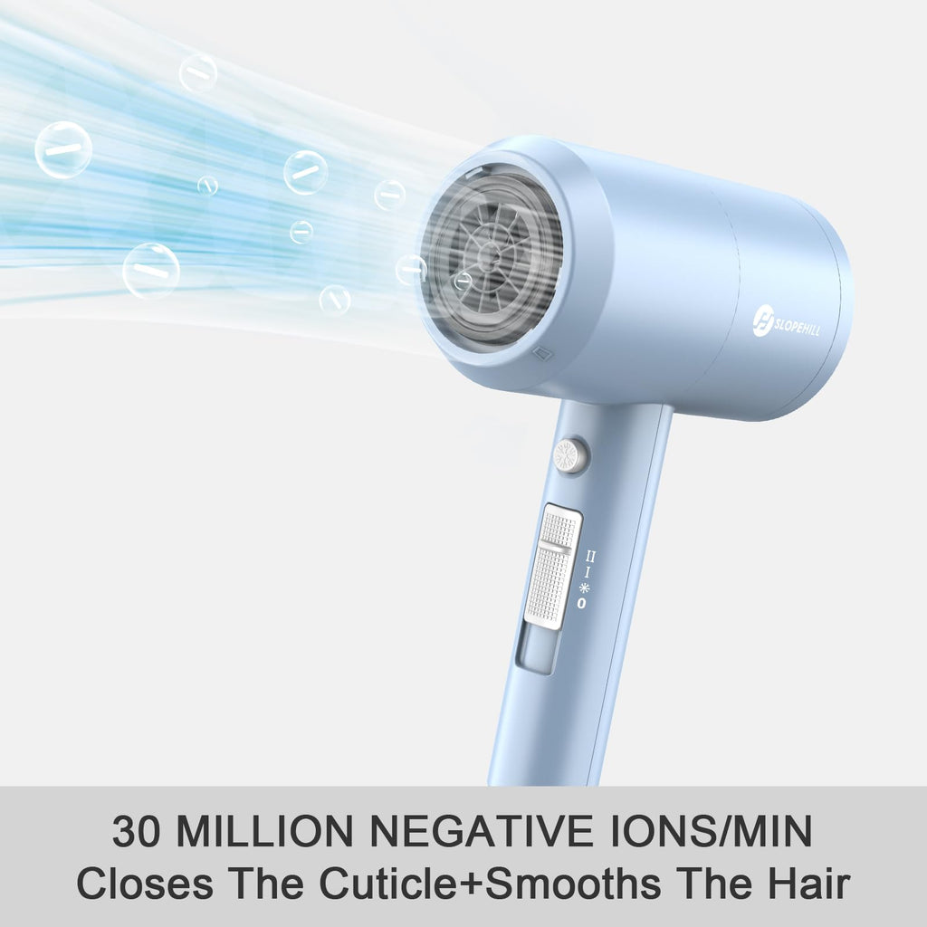 slopehill Professional Ionic Hair Dryer, Powerful 1800W Fast Drying Low Noise Blow Dryer with 2 Concentrator Nozzle 1 Diffuser Attachments for Home Salon Travel