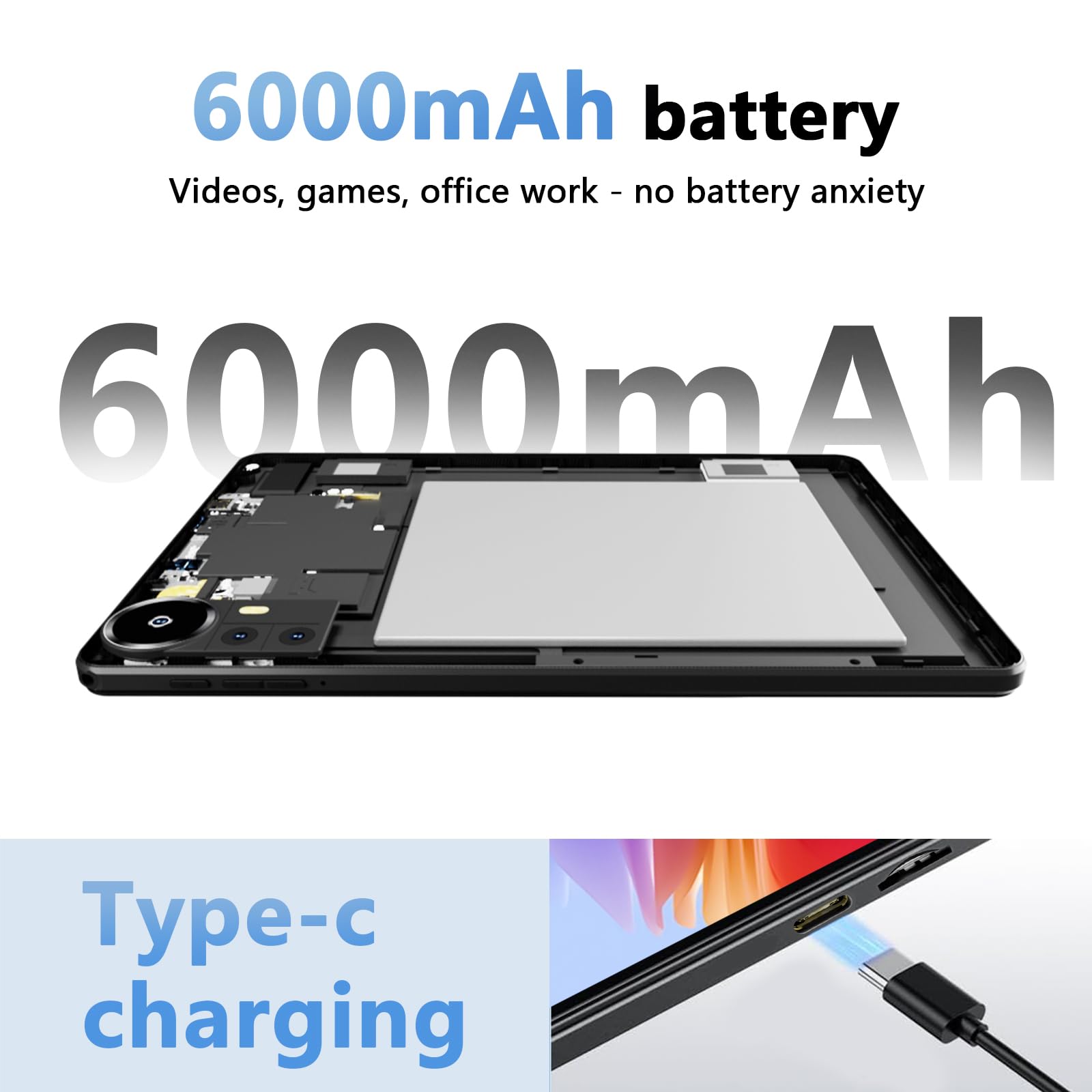 Android 15 Tablet 10 inch Tablets, 20GB RAM 128GB ROM 2TB Expandable, 2.0GHz Quad-core Processor, 2 in 1 Tablet with Keyboard Case Stylus Mouse, 5G WiFi6, BT 5.0, 6000mAh, Widevine L1, GMS, Pink