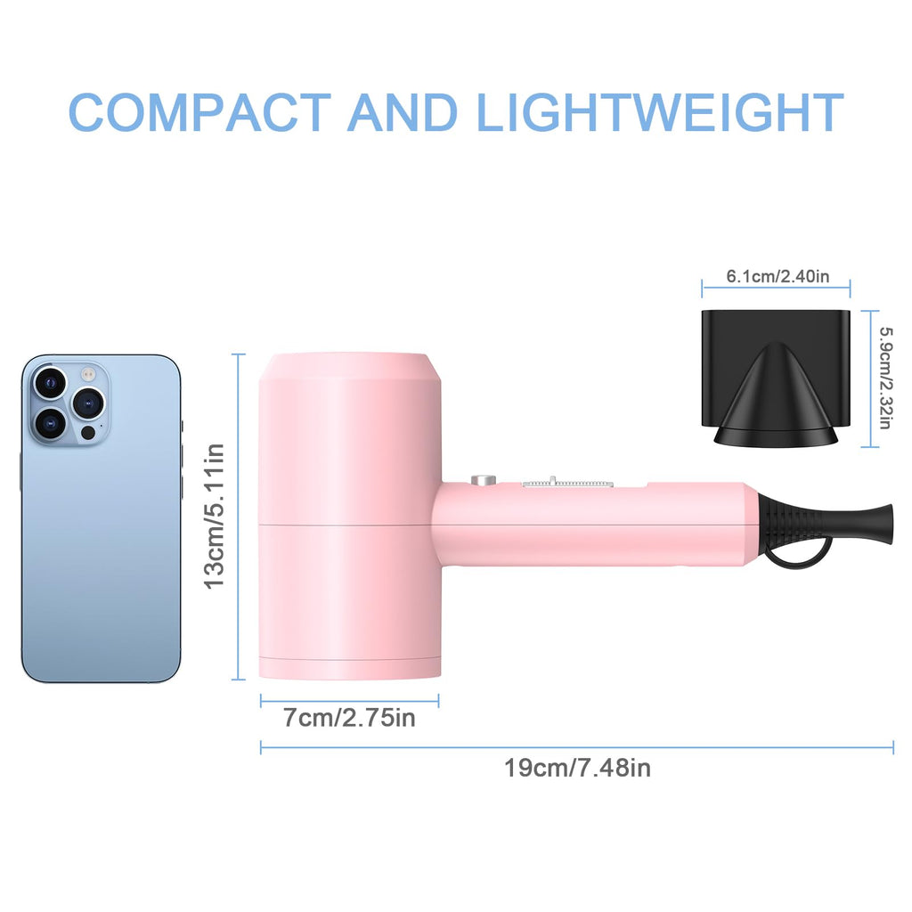 slopehill Professional Ionic Hair Dryer, Powerful 1800W Fast Drying Low Noise Blow Dryer with 2 Concentrator Nozzle 1 Diffuser Attachments for Home Salon Travel