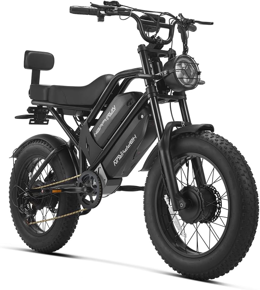 HAPPYRUN G70 Pro Adult Electric Bike: 5000W Dual Motor Peak | 36MPH High-Speed Off-Road | 20" Fat Tire 38Ah Long-Range Removable Battery | 85+ Miles All-Terrain Commuting/Off-Road e Bike