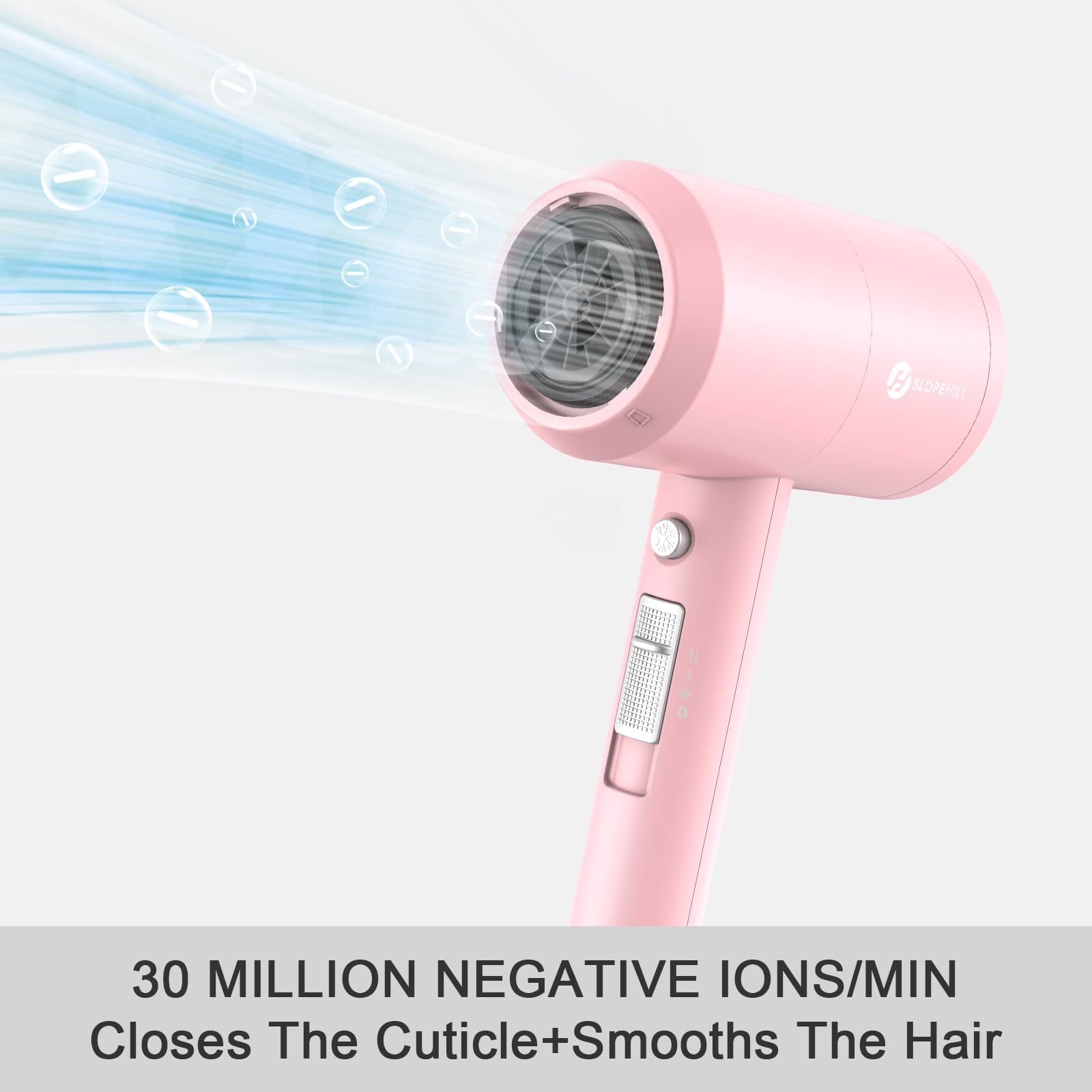 slopehill Professional Ionic Hair Dryer, Powerful 1800W Fast Drying Low Noise Blow Dryer with 2 Concentrator Nozzle 1 Diffuser Attachments for Home Salon Travel