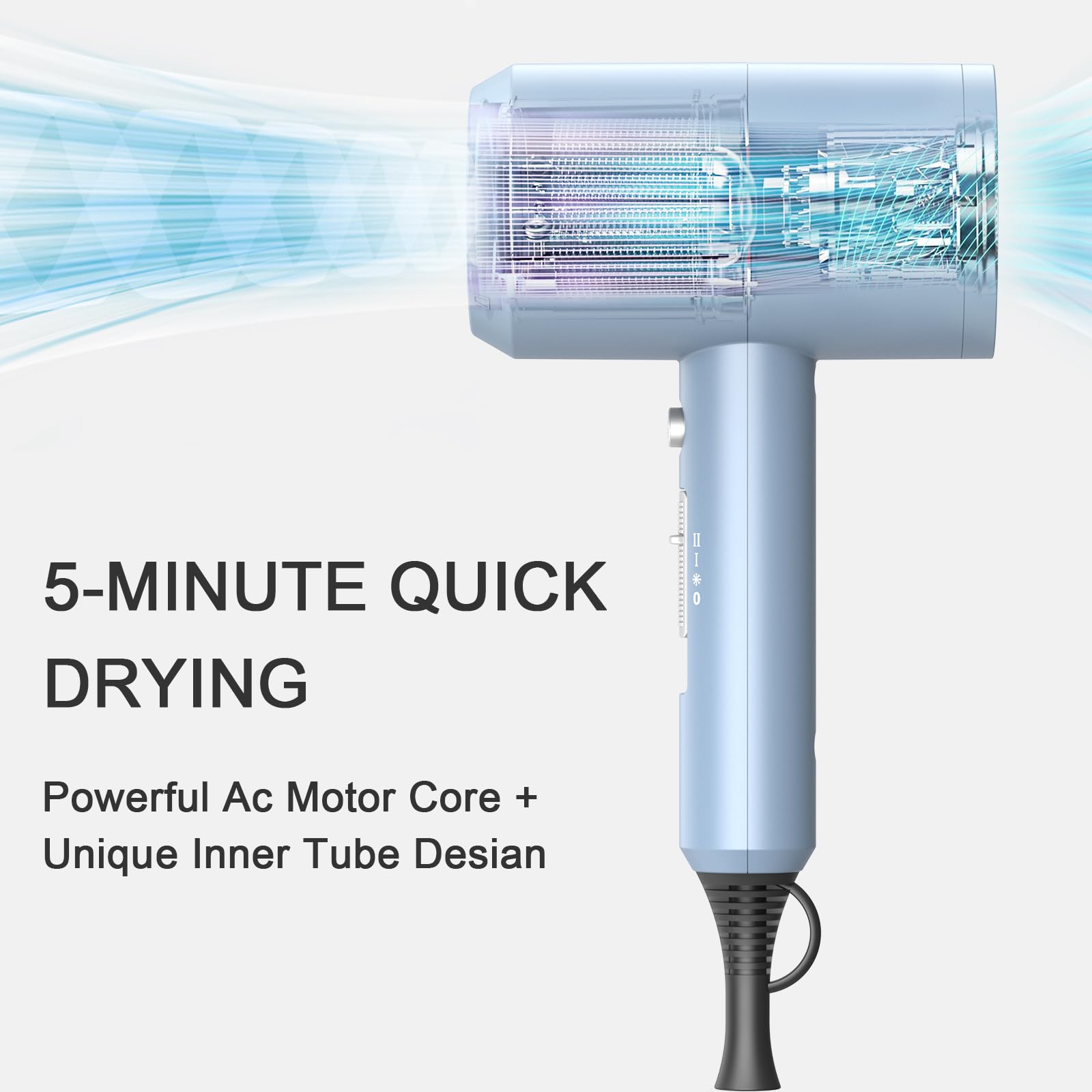 slopehill Professional Ionic Hair Dryer, Powerful 1800W Fast Drying Low Noise Blow Dryer with 2 Concentrator Nozzle 1 Diffuser Attachments for Home Salon Travel