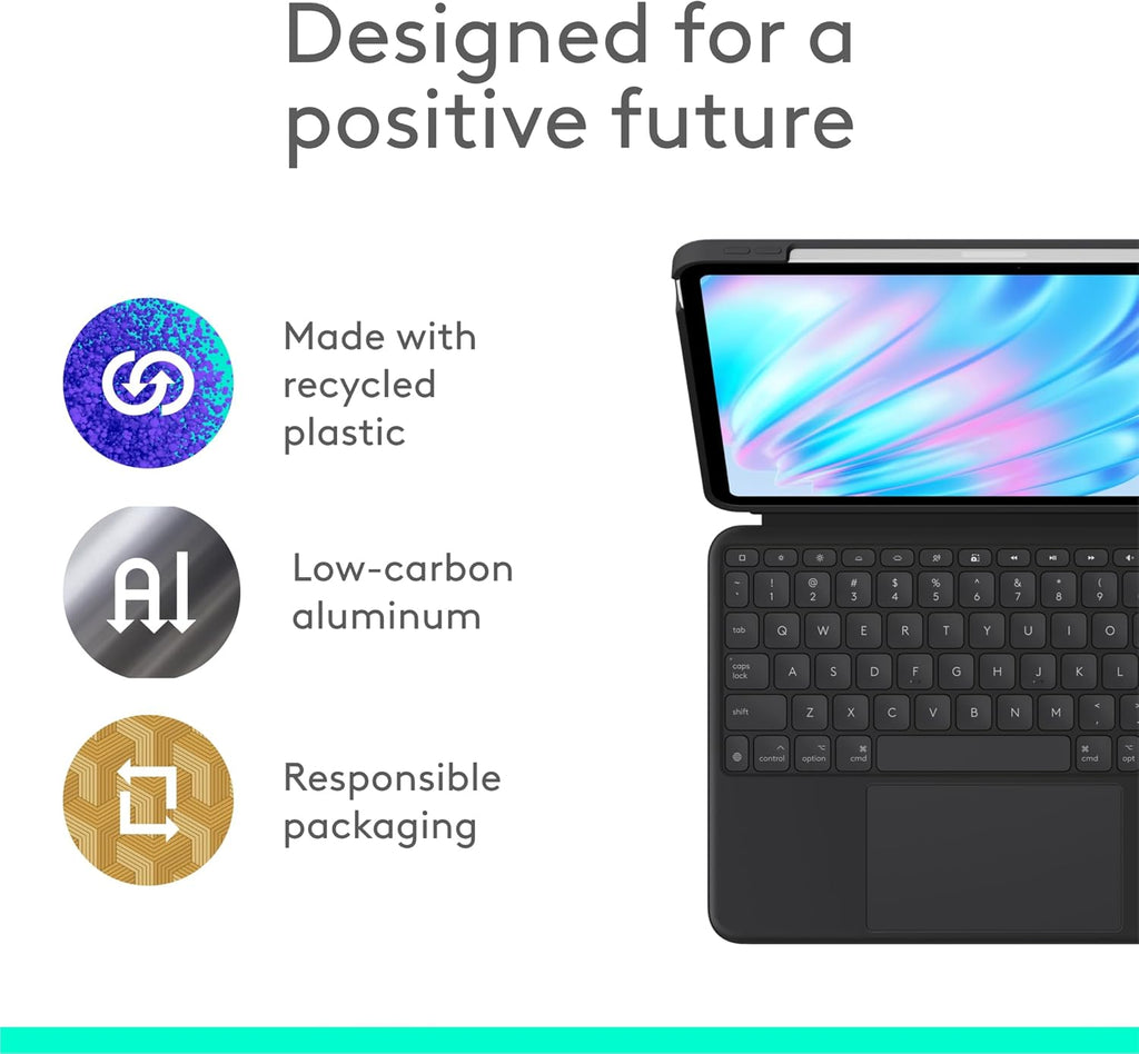 Logitech Combo Touch iPad Air 11-inch (M2, M3 & M4), iPad Air (5th gen) Keyboard Case - Detachable Backlit Keyboard with Kickstand - Midnight Black
