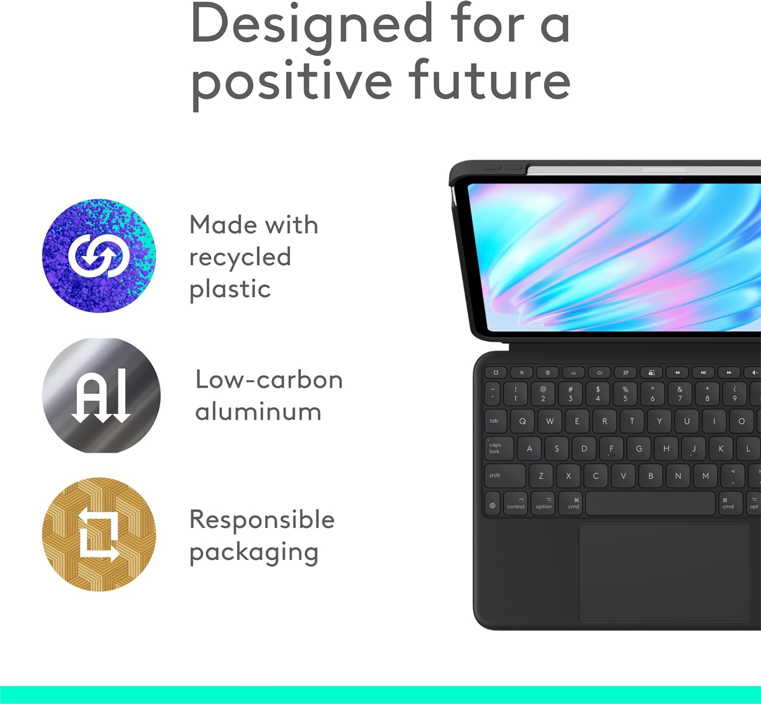 Logitech Combo Touch iPad Air 11-inch (M2, M3 & M4), iPad Air (5th gen) Keyboard Case - Detachable Backlit Keyboard with Kickstand - Midnight Black