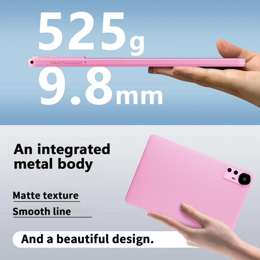 Android 15 Tablet 10 inch Tablets, 20GB RAM 128GB ROM 2TB Expandable, 2.0GHz Quad-core Processor, 2 in 1 Tablet with Keyboard Case Stylus Mouse, 5G WiFi6, BT 5.0, 6000mAh, Widevine L1, GMS, Pink
