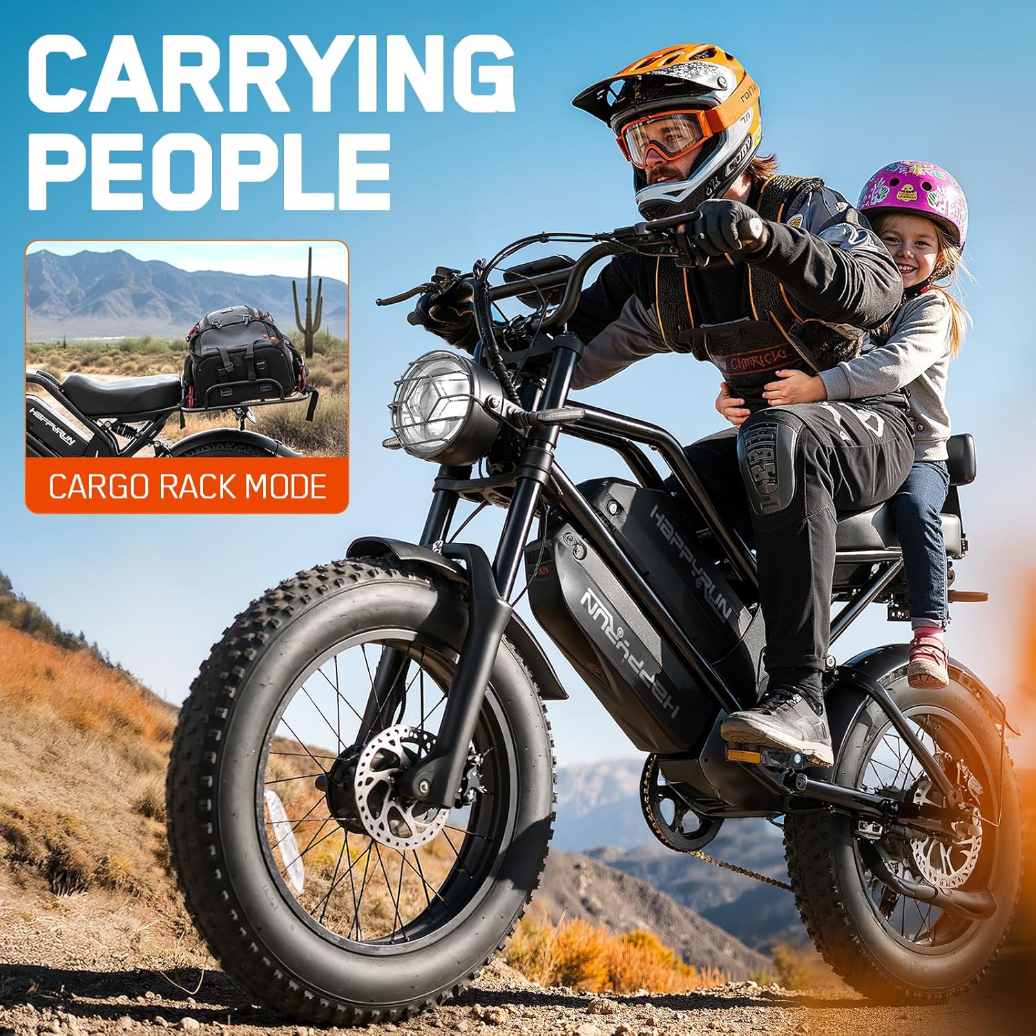 HAPPYRUN G70 Pro Adult Electric Bike: 5000W Dual Motor Peak | 36MPH High-Speed Off-Road | 20" Fat Tire 38Ah Long-Range Removable Battery | 85+ Miles All-Terrain Commuting/Off-Road e Bike