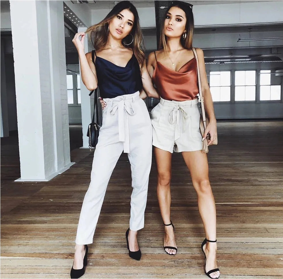 2026 White Women Silk-Like Satin Tops Stye New Collect Summer Sexy Tank For Ladies Strappy Camisole T-Shirts Grunge Femme Clothe