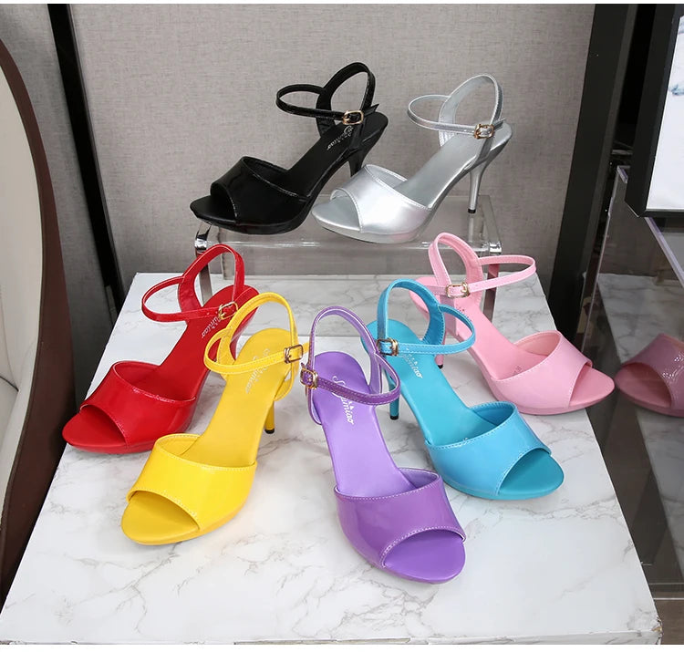2024 New Summer Slippers Women Mixed Colors Fine Heel 9cm 13cm Outside Slipper Sandal Platform Sexy Slipper Women Shoes Slides