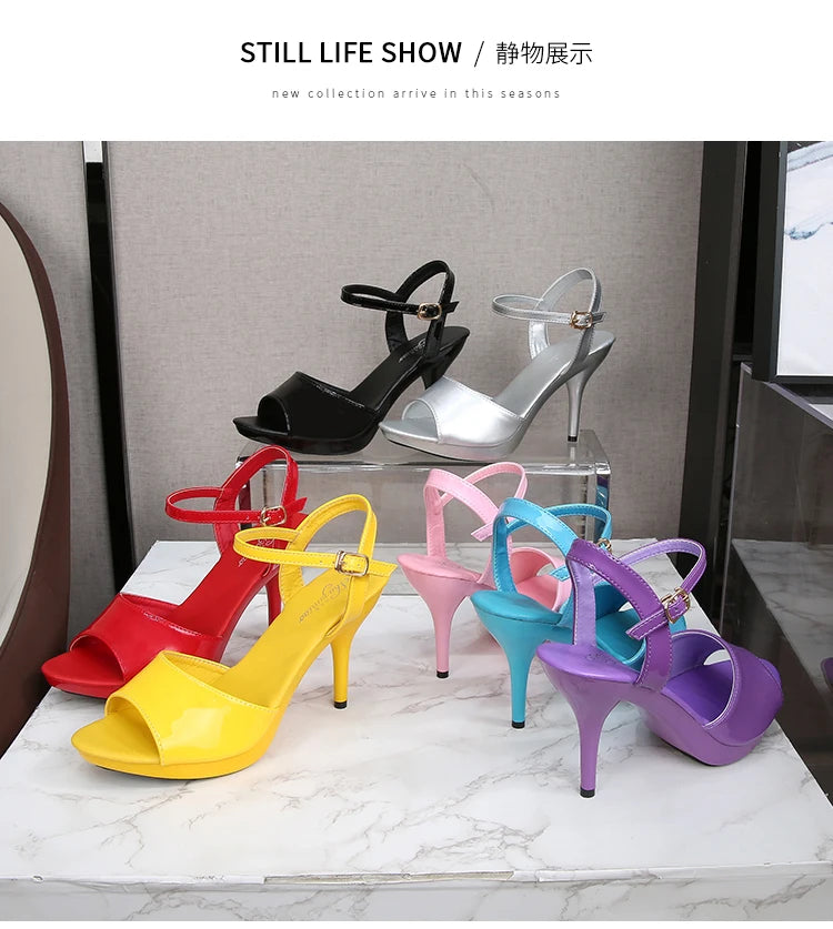 2024 New Summer Slippers Women Mixed Colors Fine Heel 9cm 13cm Outside Slipper Sandal Platform Sexy Slipper Women Shoes Slides