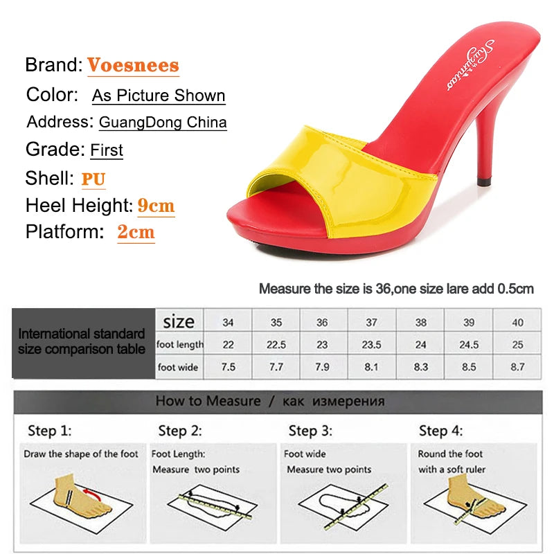 2024 New Summer Slippers Women Mixed Colors Fine Heel 9cm 13cm Outside Slipper Sandal Platform Sexy Slipper Women Shoes Slides