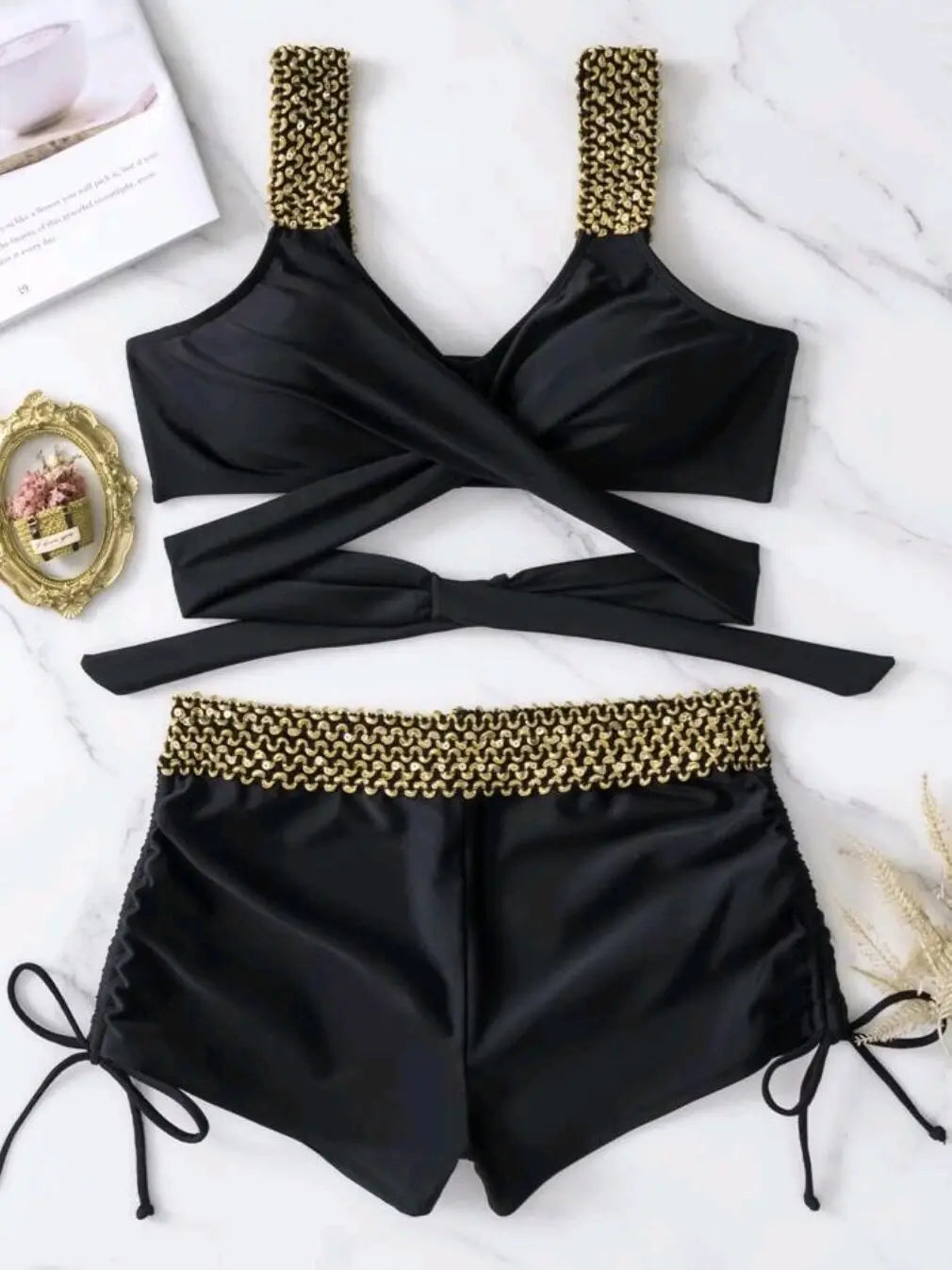 Bandeau Bikinis 2026 Women Black Swimsuit Sexy High Waist Swimwear Female Swimming Bathing Swim Suit Solid Beachwear Summer