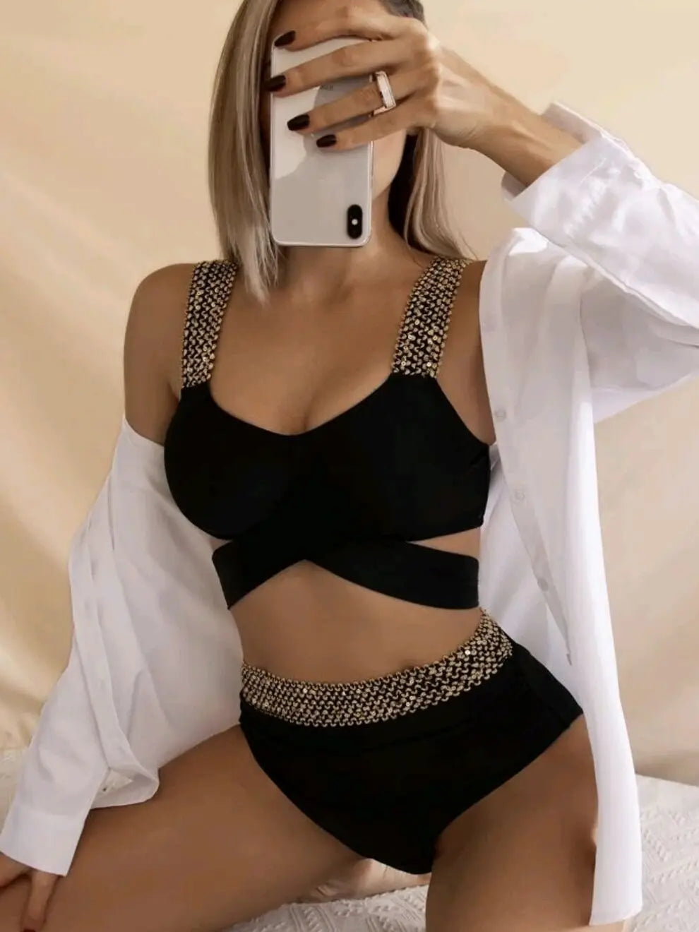 Bandeau Bikinis 2026 Women Black Swimsuit Sexy High Waist Swimwear Female Swimming Bathing Swim Suit Solid Beachwear Summer