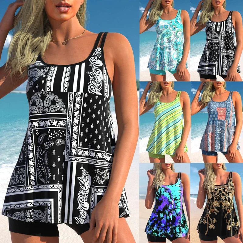 New Design Style Women's Skirt Two Piece Swimsuit Cashew Nut Print Sexy Vacation Beach Bikini Set S-6XL