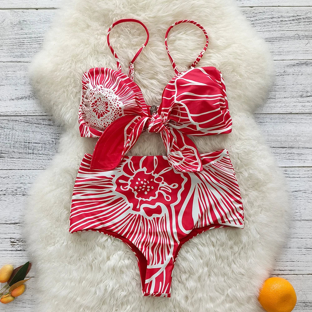 Sexy Print Brazilian Bikini Strappy Two Pieces Bikini Set Women Swimwear Low Wiast Dots Swimsuit Bikinis 2023 conjunto femenino