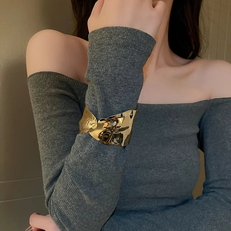 Metal Ring Multi-layer Geometric Alloy Bracelet For Women Exaggerated Cool Style Arm Ring Light Luxury Party Jewelry Accessories