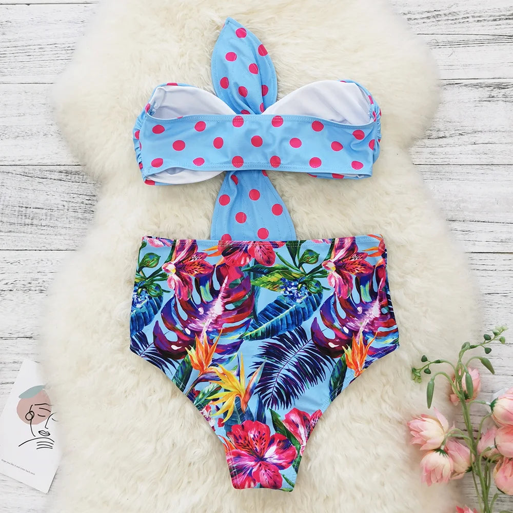 Sexy Print Brazilian Bikini Strappy Two Pieces Bikini Set Women Swimwear Low Wiast Dots Swimsuit Bikinis 2023 conjunto femenino