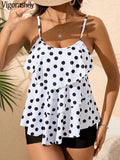 Vigorashely Sexy 2026 Print Ruffle Tankini Set Women Strapped Push Up Swimsuit Beach Summer Swimwear Brazilian Lady Bathing Suit