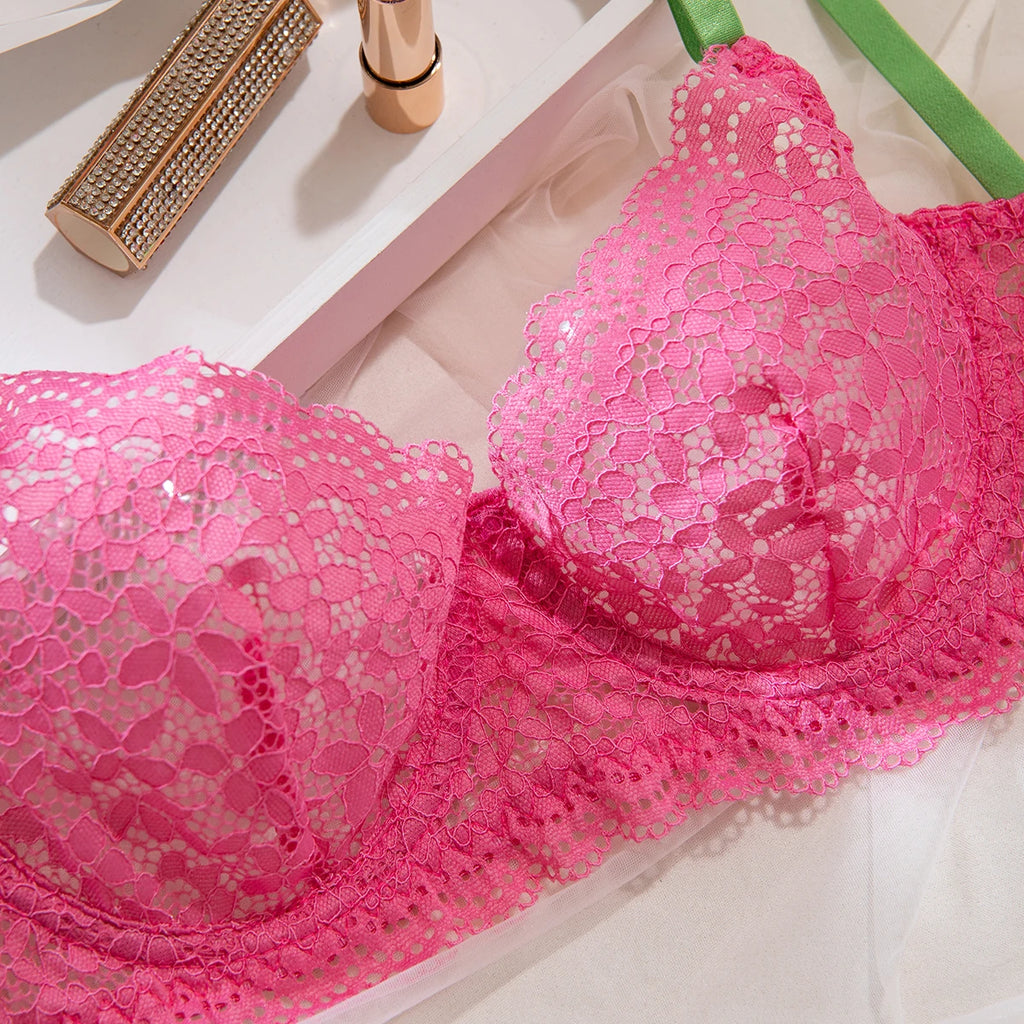 Krasapt Attractive Bilizna Intimate Lace Sexy Lingerie Set Women Hollow Out Patchwork Bra G-String Two Piece Sensual Erotic Suit
