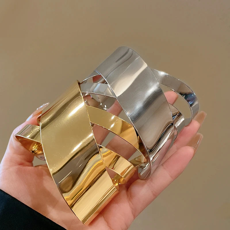 Metal Ring Multi-layer Geometric Alloy Bracelet For Women Exaggerated Cool Style Arm Ring Light Luxury Party Jewelry Accessories