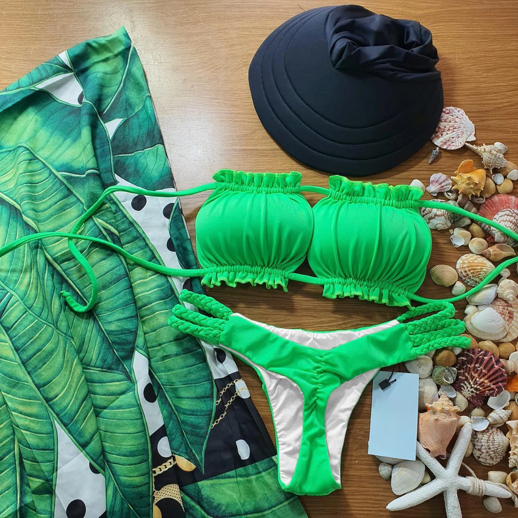 Sexy Print Brazilian Bikini Strappy Two Pieces Bikini Set Women Swimwear Low Wiast Dots Swimsuit Bikinis 2023 conjunto femenino