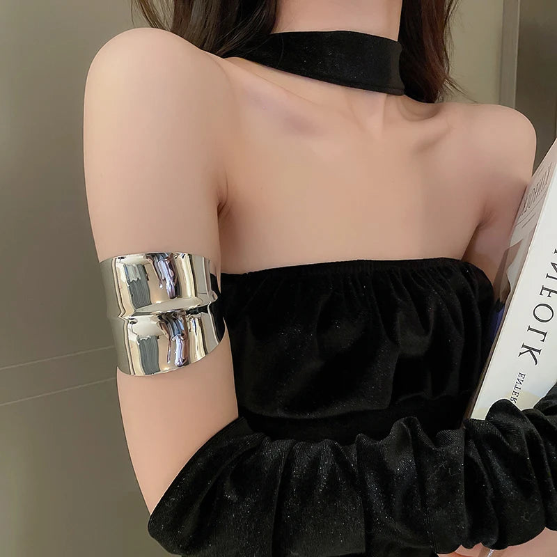 Metal Ring Multi-layer Geometric Alloy Bracelet For Women Exaggerated Cool Style Arm Ring Light Luxury Party Jewelry Accessories