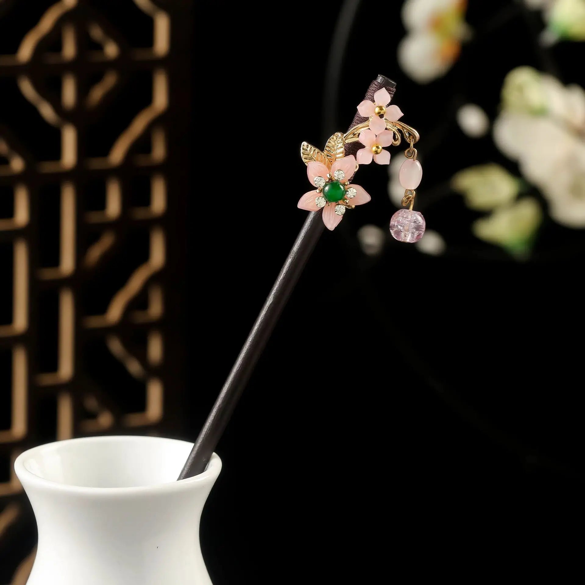Vintage Chinese Wood Hair Sticks for Women Handmade Luxury Flower Hairpins Hair Chopsticks Wedding Party Head Jewelry Accessory