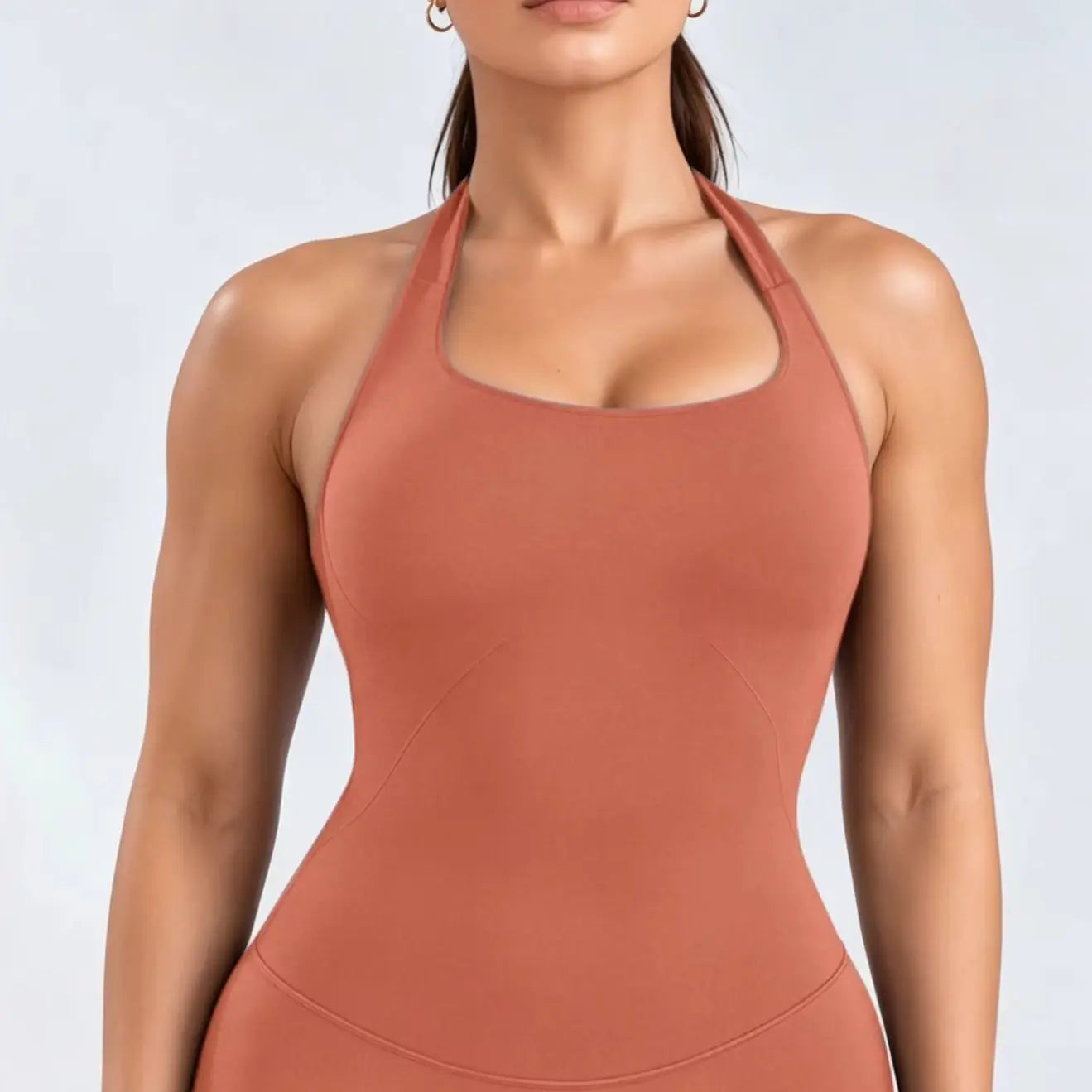 HISTELLO Impact Halter Top Women Backless Push Up Seamless High Support Bust Lift Slim Fit Gym Pilates Fitness Sports Vest