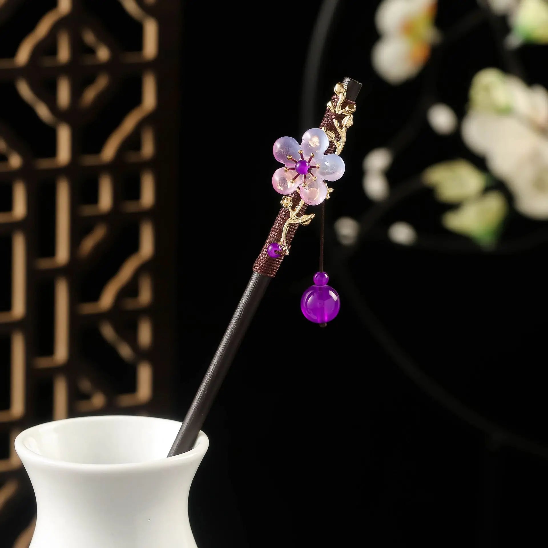 Vintage Chinese Wood Hair Sticks for Women Handmade Luxury Flower Hairpins Hair Chopsticks Wedding Party Head Jewelry Accessory