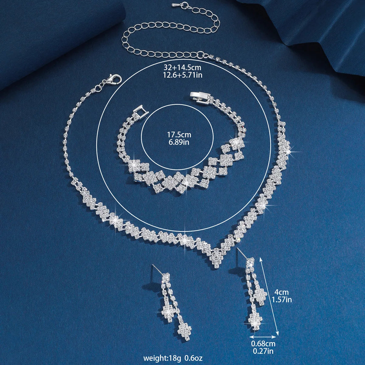 3pcs Bridal Jewelry Set Silver Plated Rhinestone Fold Clutch Bracelet Tassel Earrings Wedding Jewelry Gift Trendy Style-9253