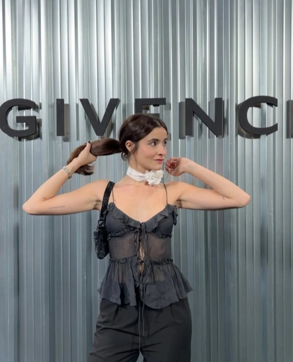 Cryptographic Summer Sleeveless Chiffon Tie Detail Cami Tops Slim Y2K Rave Festival Frill Hem Backless Sheer Sexy Cropped Tops