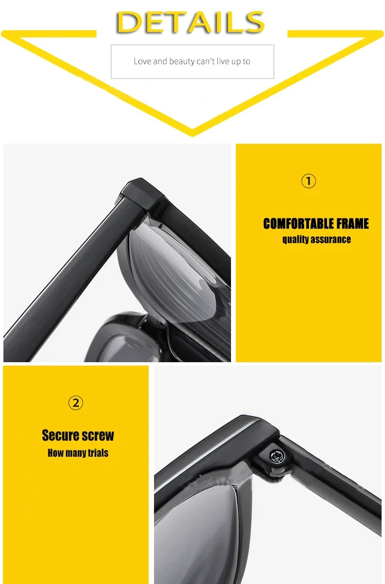 Unisex Retro Square Frame Myopia Glasses Trendy Large Polarized Sunglasses Outdoor Travel Sunglasses Goggle Shade Eyewear0 ~-4.0