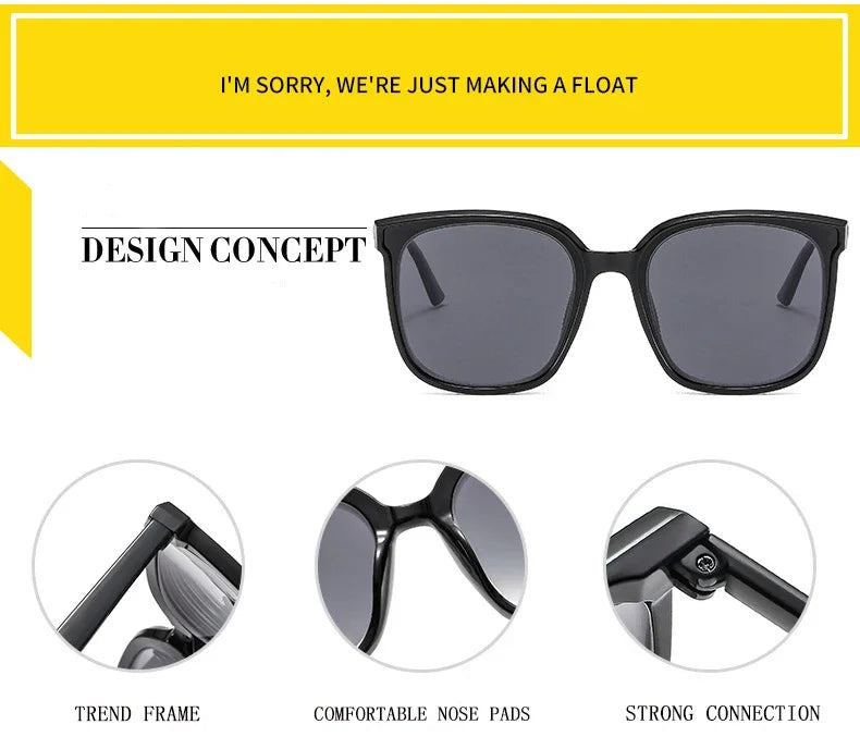 Unisex Retro Square Frame Myopia Glasses Trendy Large Polarized Sunglasses Outdoor Travel Sunglasses Goggle Shade Eyewear0 ~-4.0