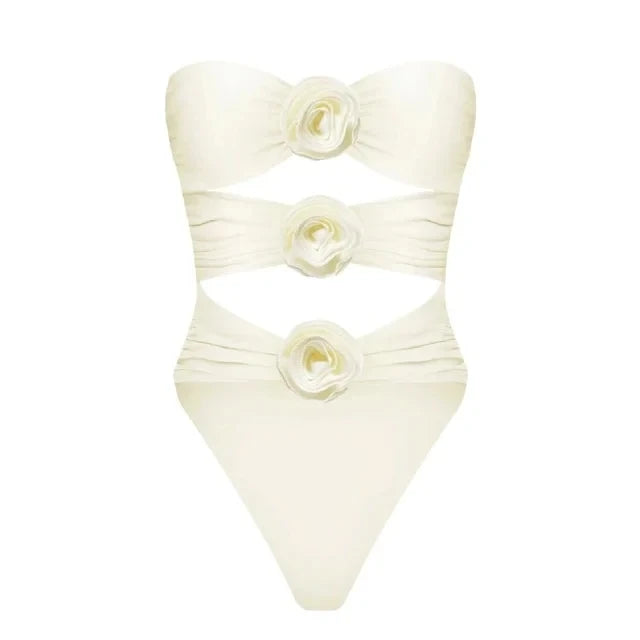 2024 Black Pink Flower Swimwear With Beach Dress Women Swimsuit Monokini Bodysuit Sexy Bathing Suit Beachwear Summer Suit