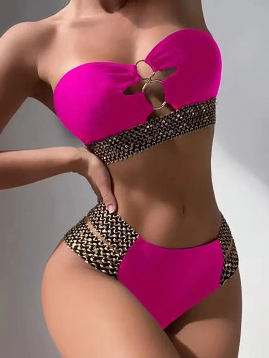 Bandeau Bikinis 2026 Women Black Swimsuit Sexy High Waist Swimwear Female Swimming Bathing Swim Suit Solid Beachwear Summer