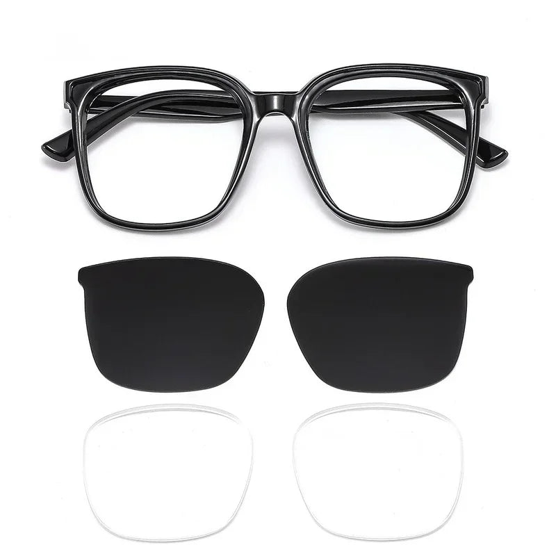 Unisex Retro Square Frame Myopia Glasses Trendy Large Polarized Sunglasses Outdoor Travel Sunglasses Goggle Shade Eyewear0 ~-4.0