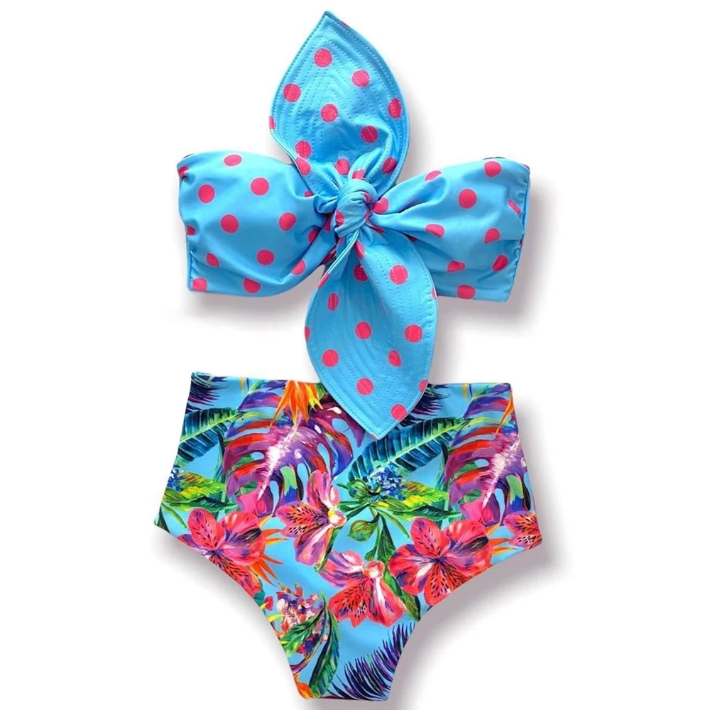 Sexy Print Brazilian Bikini Strappy Two Pieces Bikini Set Women Swimwear Low Wiast Dots Swimsuit Bikinis 2023 conjunto femenino