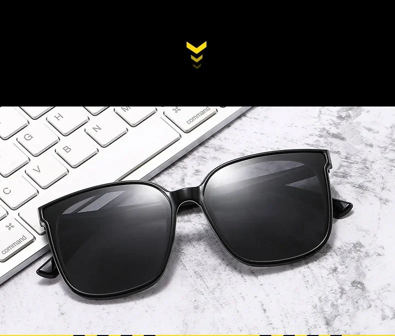 Unisex Retro Square Frame Myopia Glasses Trendy Large Polarized Sunglasses Outdoor Travel Sunglasses Goggle Shade Eyewear0 ~-4.0