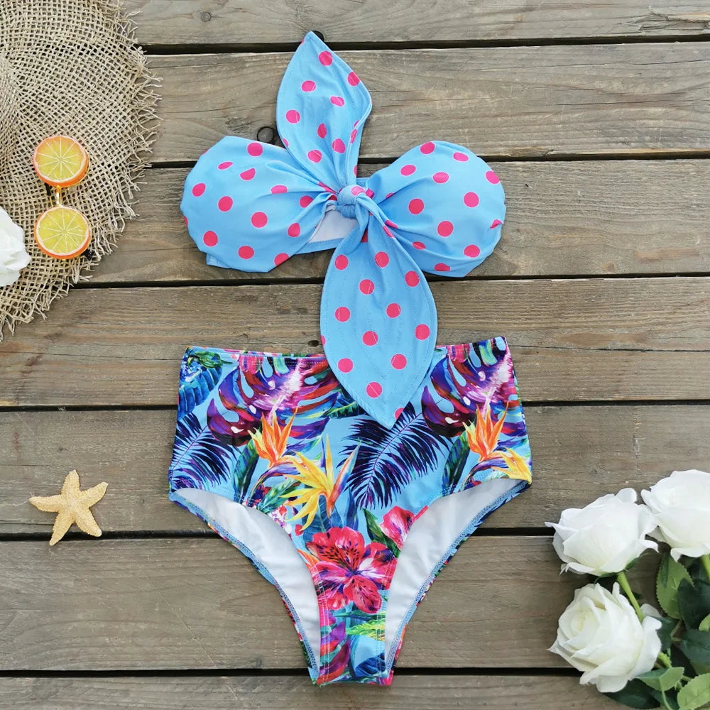 Sexy Print Brazilian Bikini Strappy Two Pieces Bikini Set Women Swimwear Low Wiast Dots Swimsuit Bikinis 2023 conjunto femenino