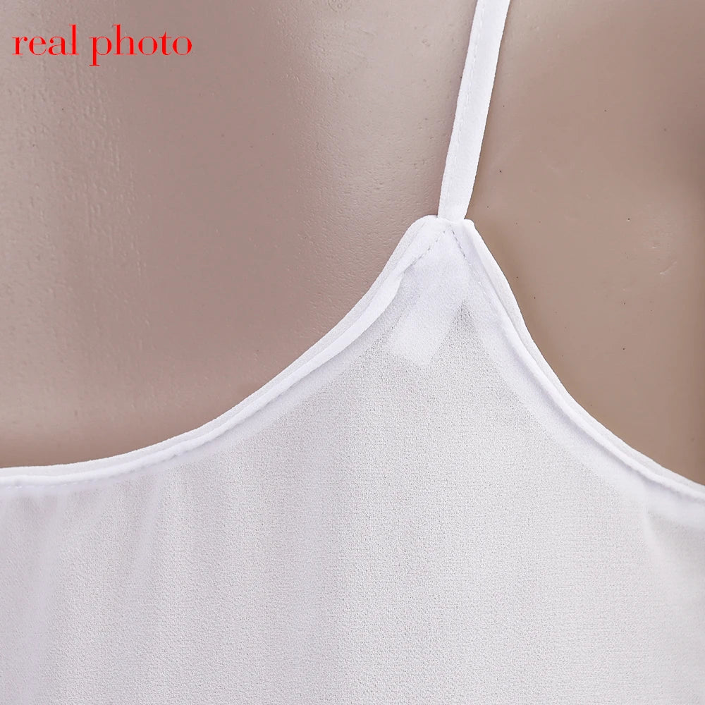 Cryptographic Summer Sleeveless Chiffon Tie Detail Cami Tops Slim Y2K Rave Festival Frill Hem Backless Sheer Sexy Cropped Tops