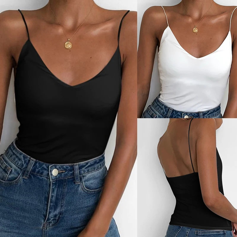 Women Thin Wild Solid Camis Vest Women Tank Tops Female 2023 Summer Sexy Strap Basic Tops Slim Sleeveless Camisole