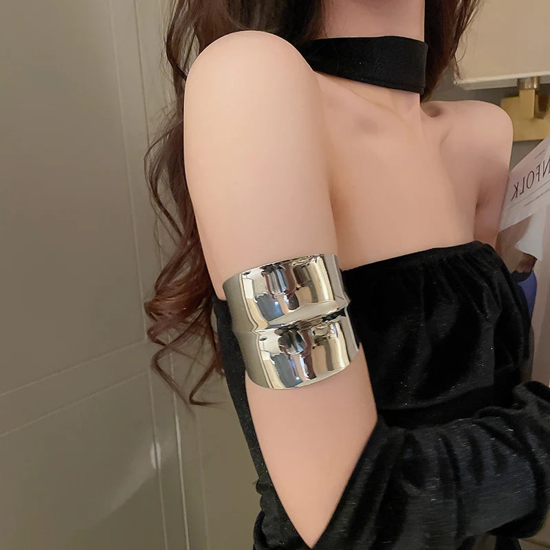 Metal Ring Multi-layer Geometric Alloy Bracelet For Women Exaggerated Cool Style Arm Ring Light Luxury Party Jewelry Accessories