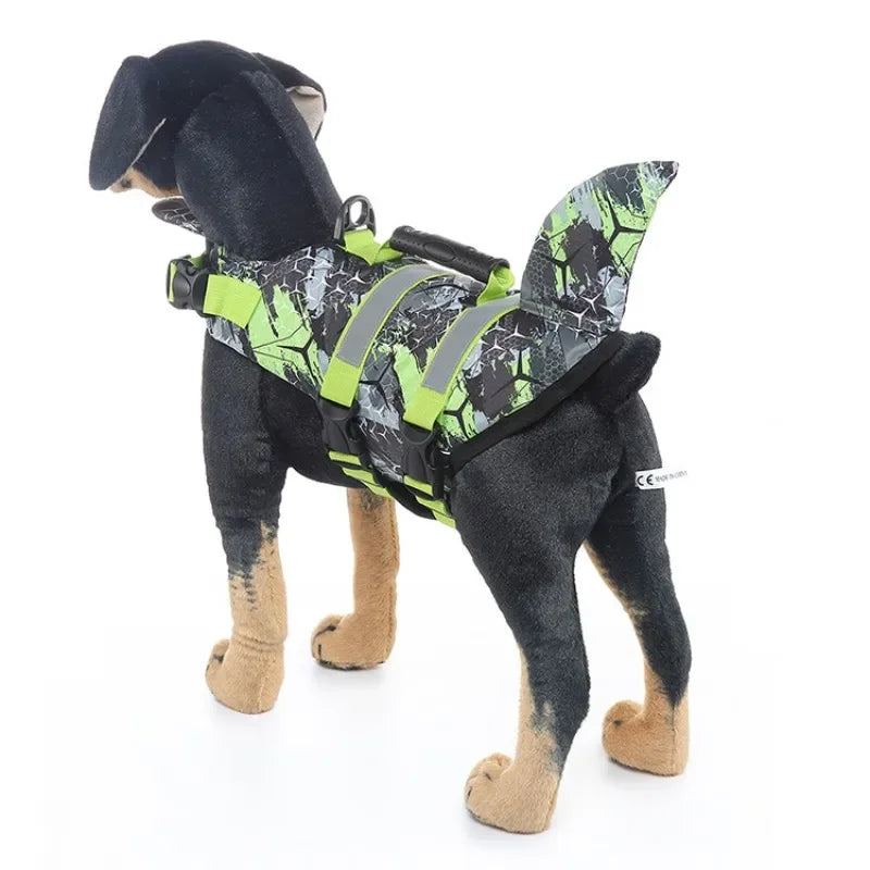 Pet Dog Life Jacket Vest Clothes Life Vest Collar Harness Pet Swimming Summer Swimwear Scales Shark Floating clothes swimsuit