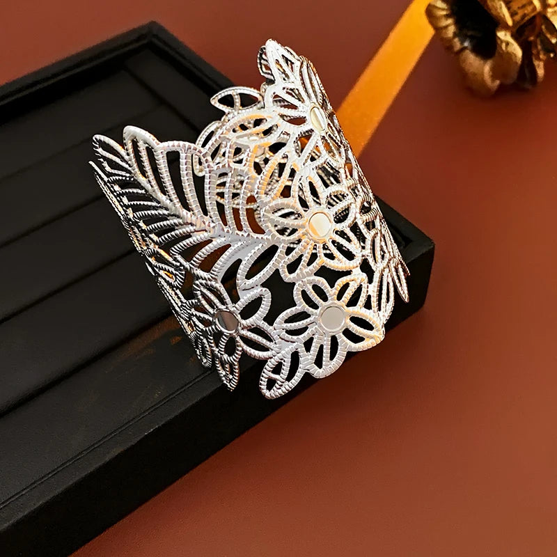 Metal Ring Multi-layer Geometric Alloy Bracelet For Women Exaggerated Cool Style Arm Ring Light Luxury Party Jewelry Accessories