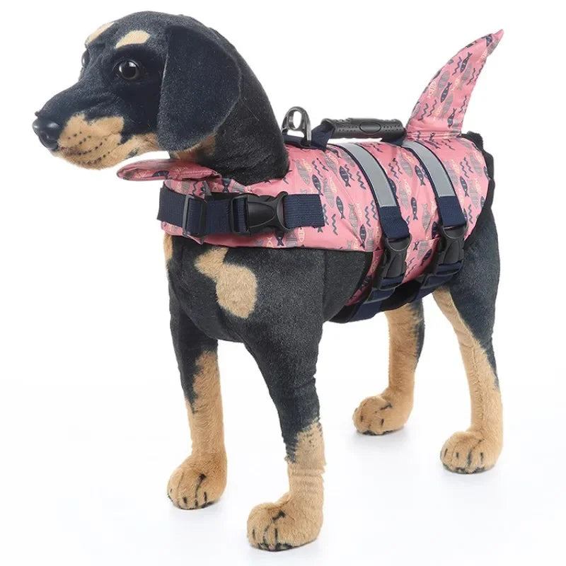 Pet Dog Life Jacket Vest Clothes Life Vest Collar Harness Pet Swimming Summer Swimwear Scales Shark Floating clothes swimsuit