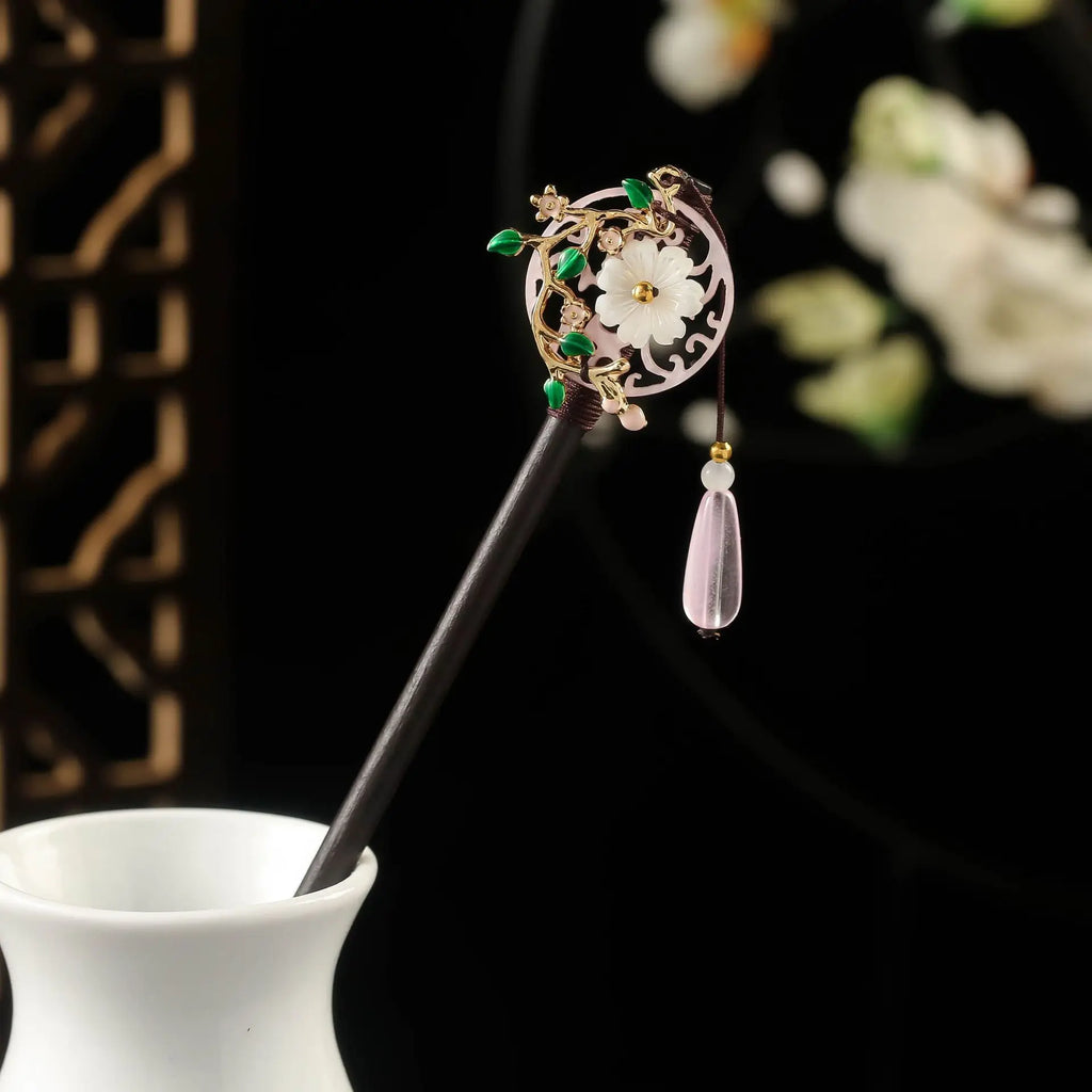 Vintage Chinese Wood Hair Sticks for Women Handmade Luxury Flower Hairpins Hair Chopsticks Wedding Party Head Jewelry Accessory