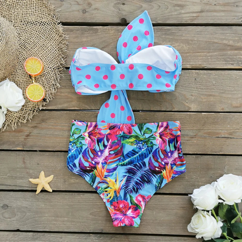 Sexy Print Brazilian Bikini Strappy Two Pieces Bikini Set Women Swimwear Low Wiast Dots Swimsuit Bikinis 2023 conjunto femenino