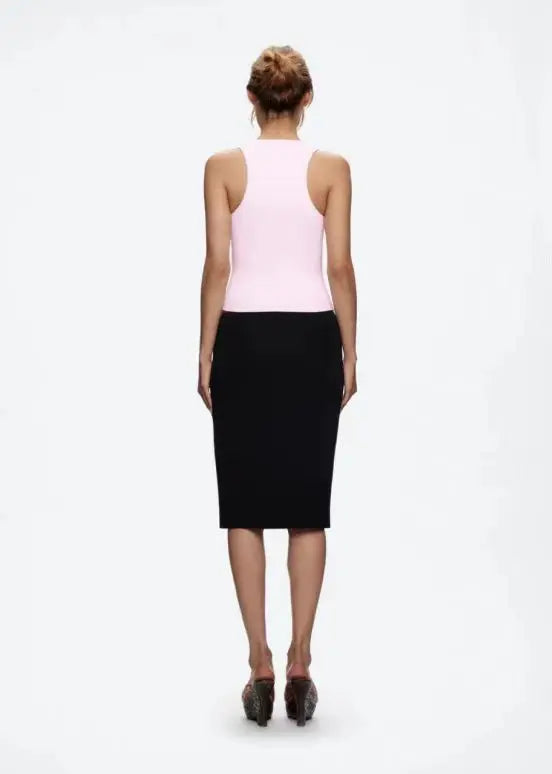 ank air summer top with solid color, black and white powder, wide shoulder strap, I-shaped tank top, women's sports, daily wear