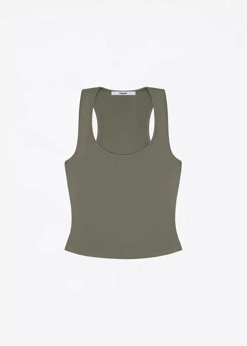 ank air summer top with solid color, black and white powder, wide shoulder strap, I-shaped tank top, women's sports, daily wear
