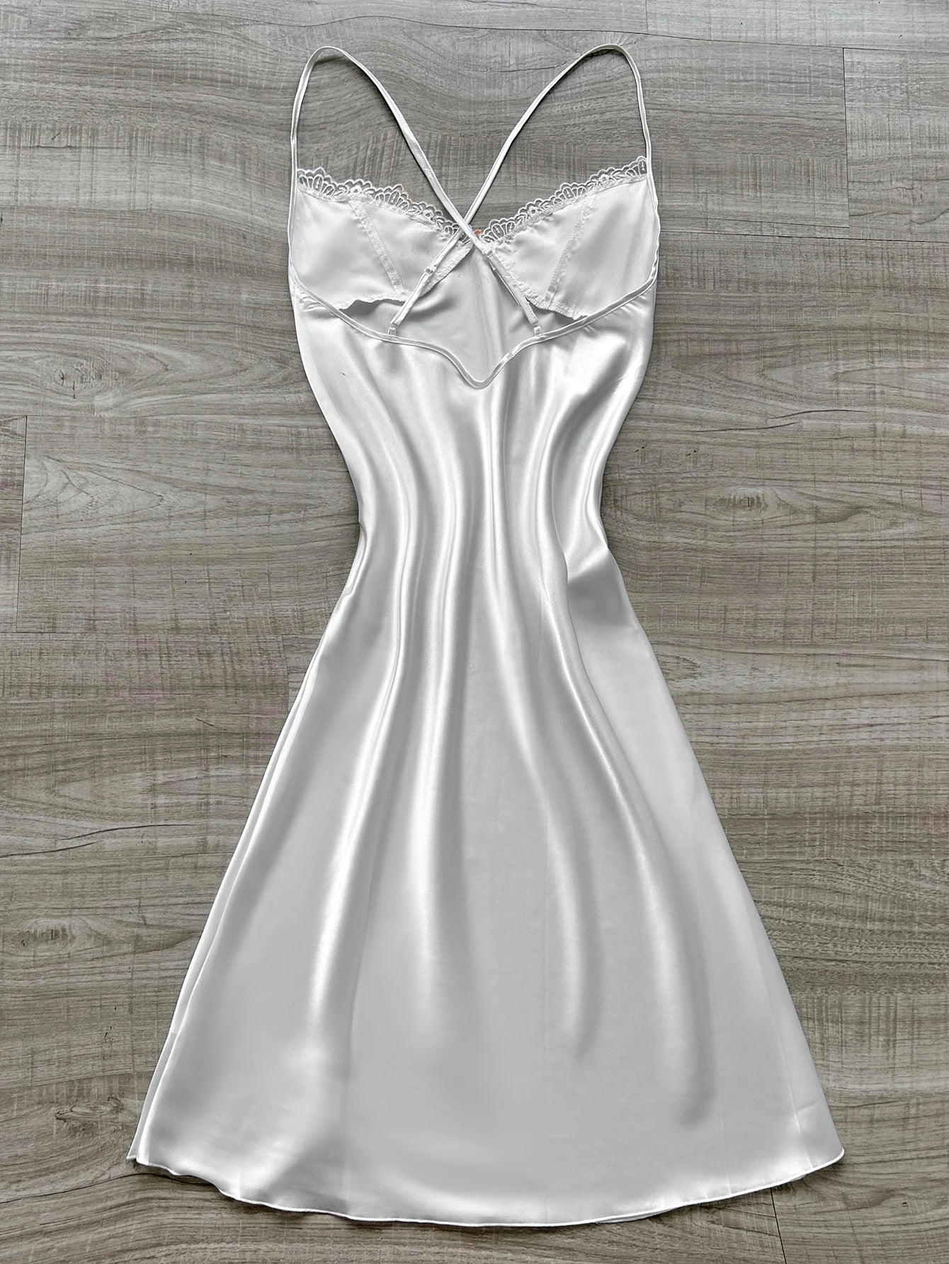 New Sexy Women's Nightgown with Lace V Neck long halter dress Side Slit Backless Elegant and Fashionable Sleepwear for Home Use