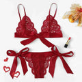 Women'S Sexy Lingerie Set See Through Ultra-Thin Lace Underwear Set Adjustable Lace Up Lingeries Spaghetti Straps Sleepwear